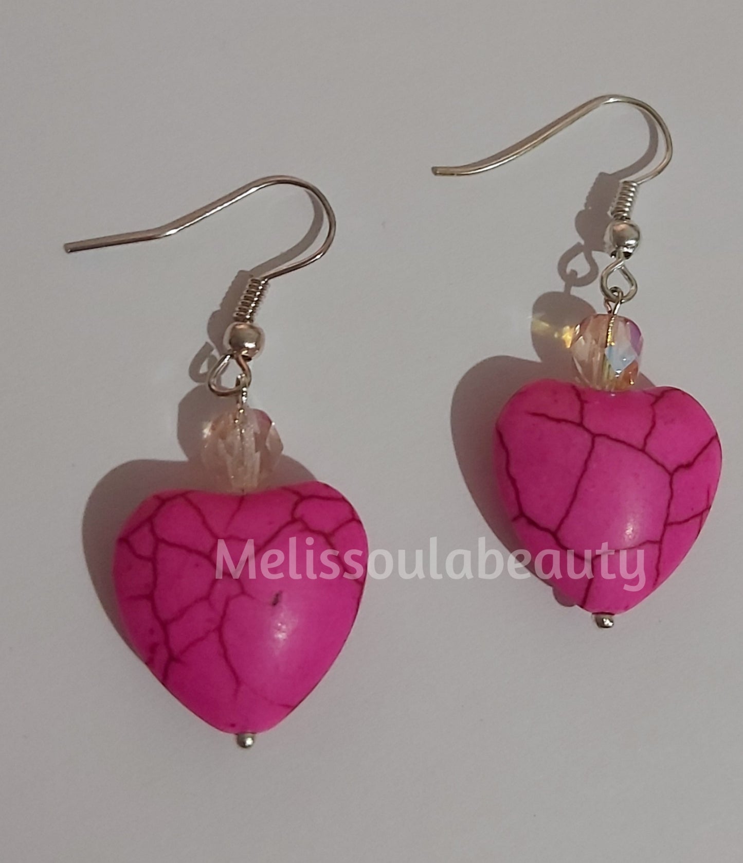 Χειροποίητα σκουλαρίκια φουξ καρδιές