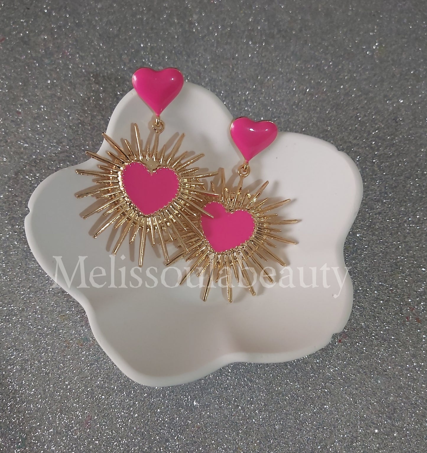 Σκουλαρίκια φούξια καρδούλες