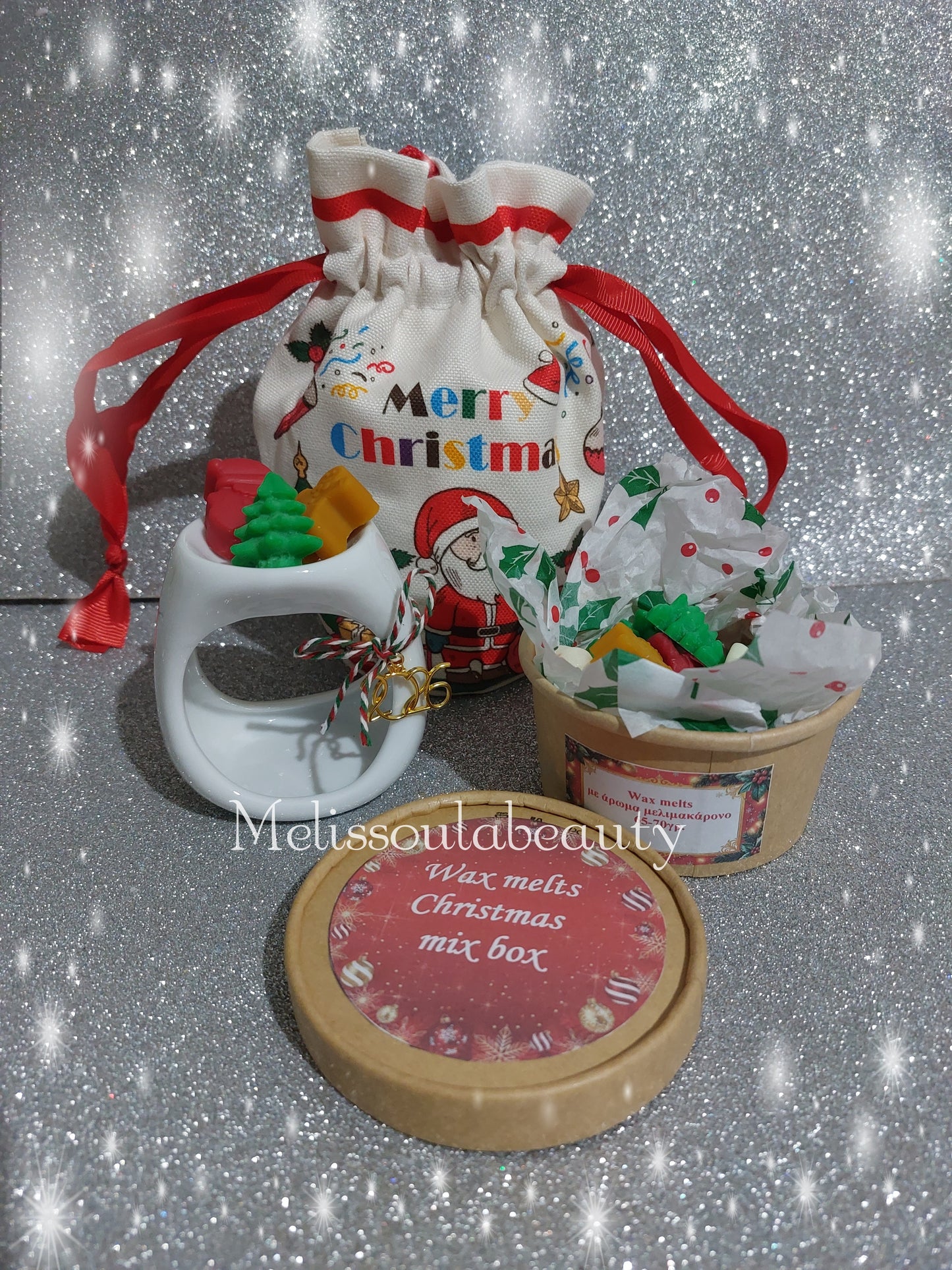 Χριστουγεννιάτικο πουγκί με wax melts