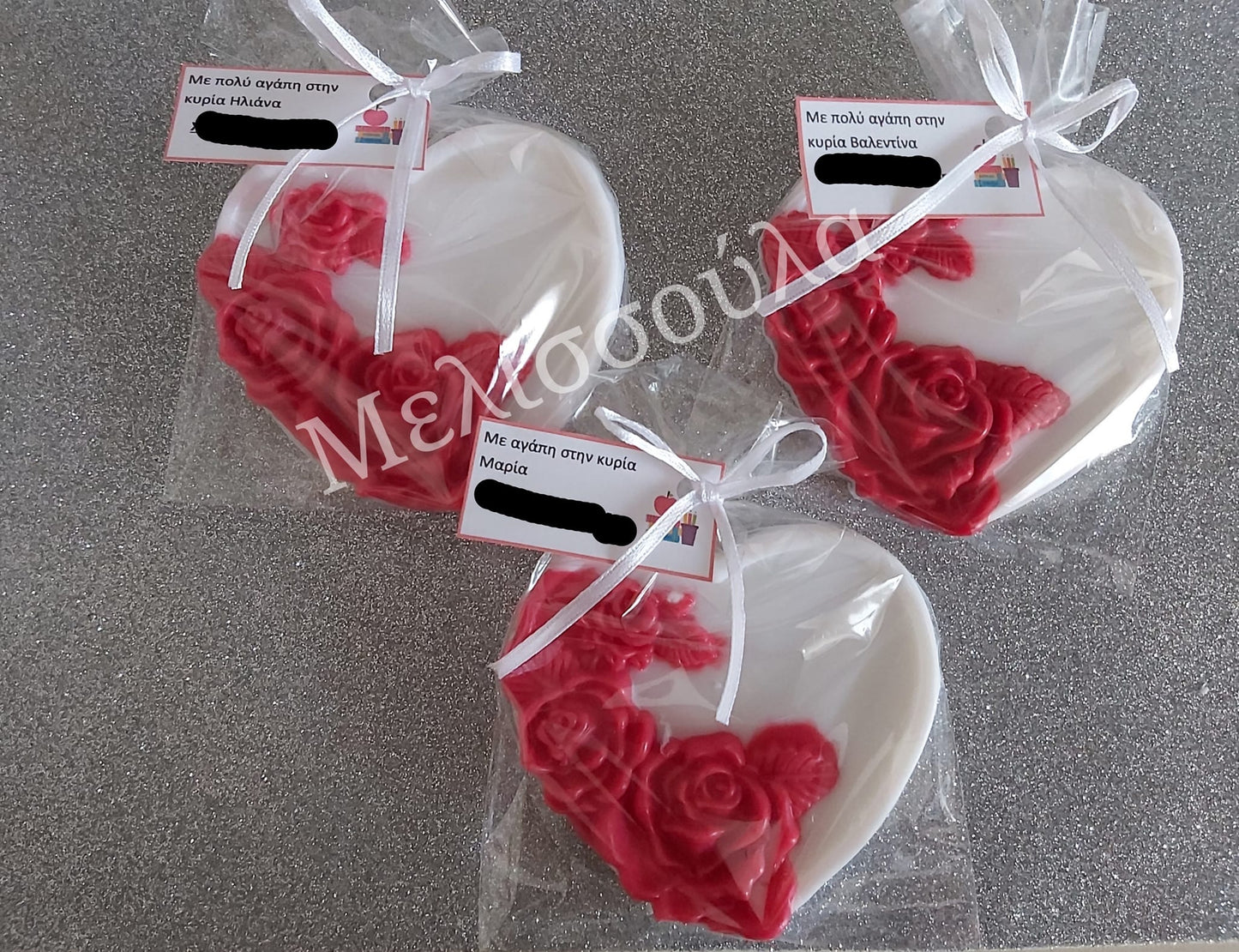 Σαπουνάκι καρδούλα με ανάγλυφα τριαντάφυλλα