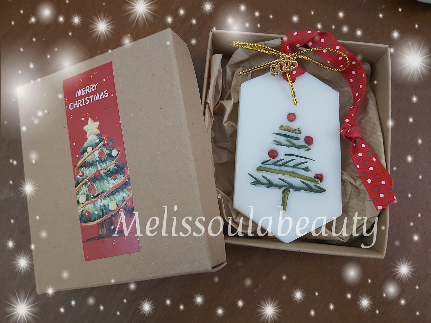 Αρωματική ταμπλέτα γούρι 2025 christmas tree απο κερί σόγιας