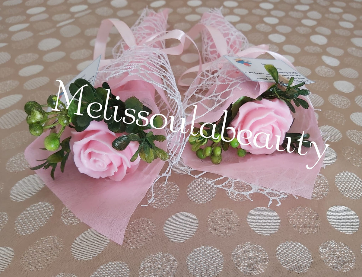 Bouquet with a rose scented bar of soap