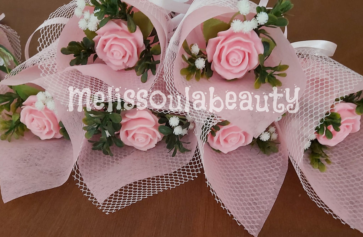 Bouquet with a rose scented bar of soap