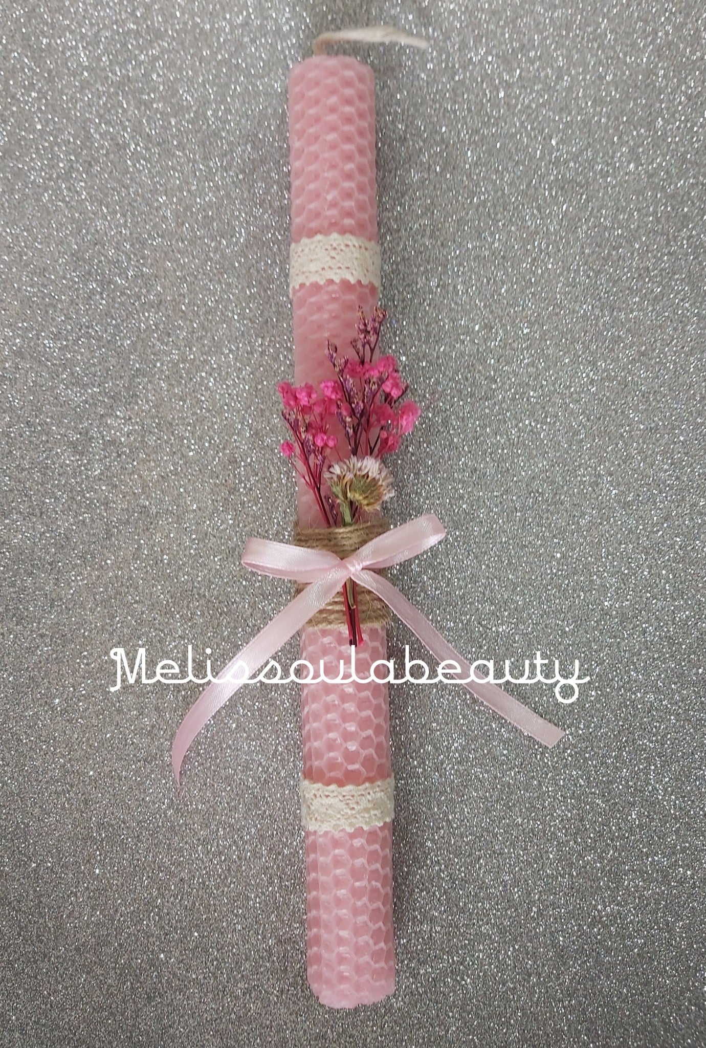 Λαμπάδα με ροζ κερήθρα