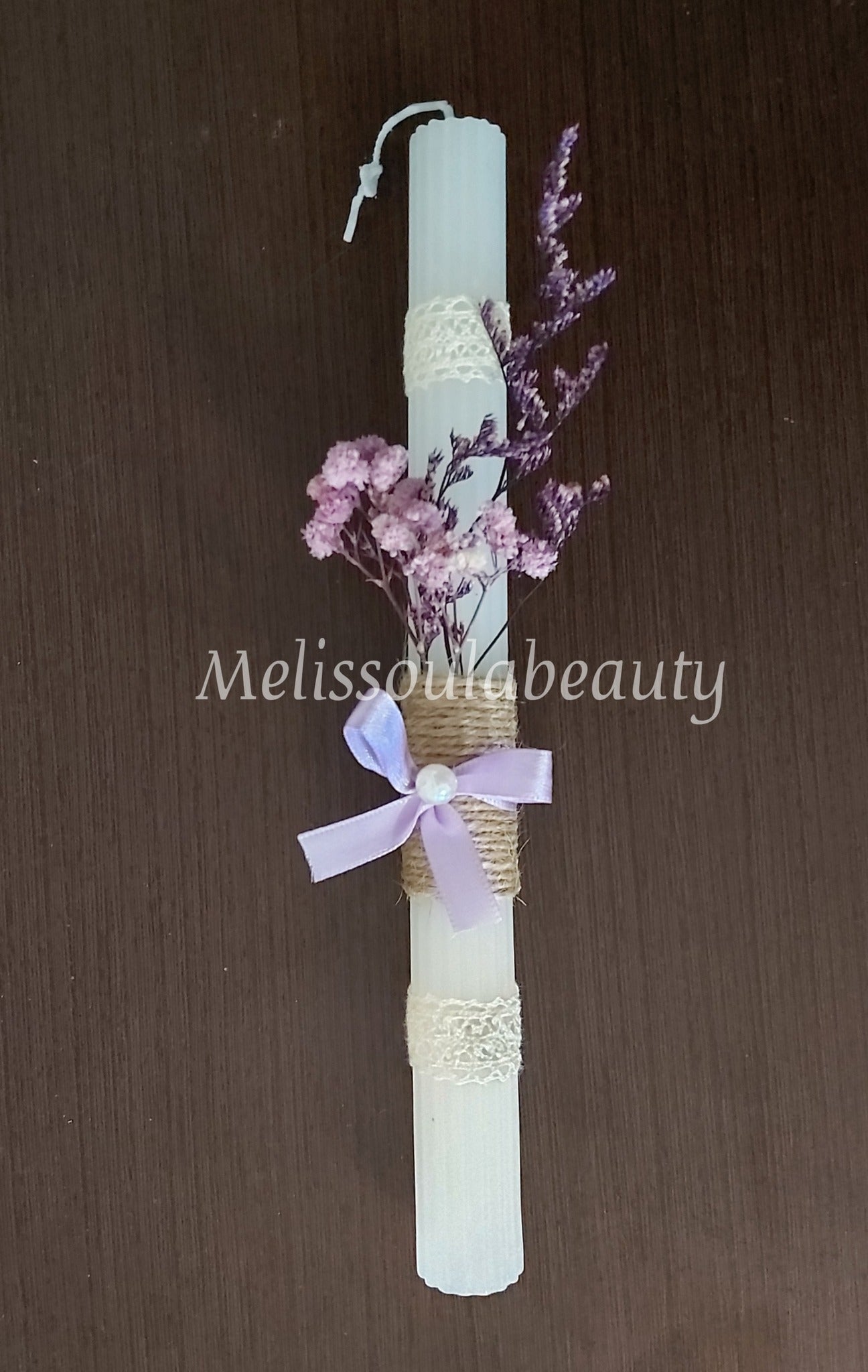 Λαμπαδάκι με αποξηραμένα μωβ άνθη