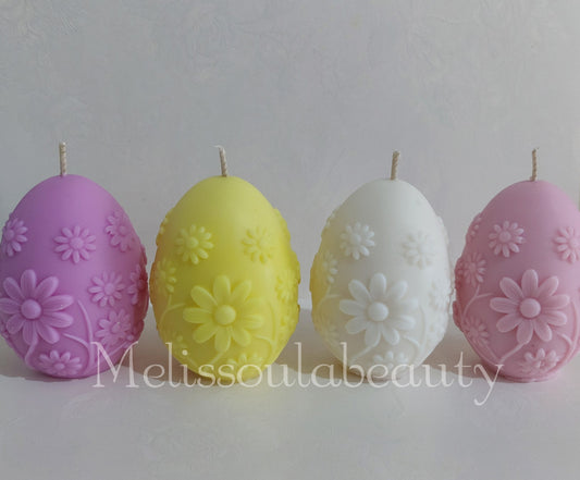 Αυγό αρωματικό κερί ανάγλυφο με λουλούδια