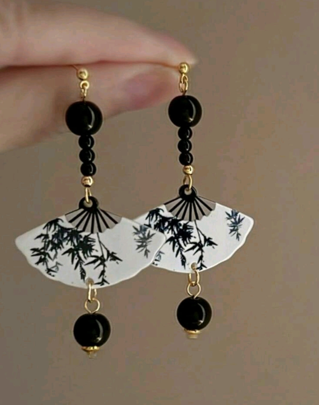 Chinese fan earrings