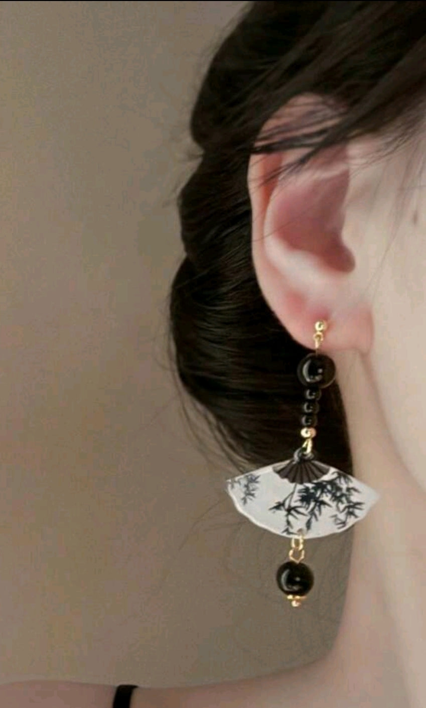 Chinese fan earrings